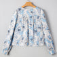 Blue Floral Square Neck Blouse LT