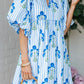 Blue Floral Striped Dress RTS