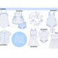 PO101 Blue floral bow plaid ruffle collection 1