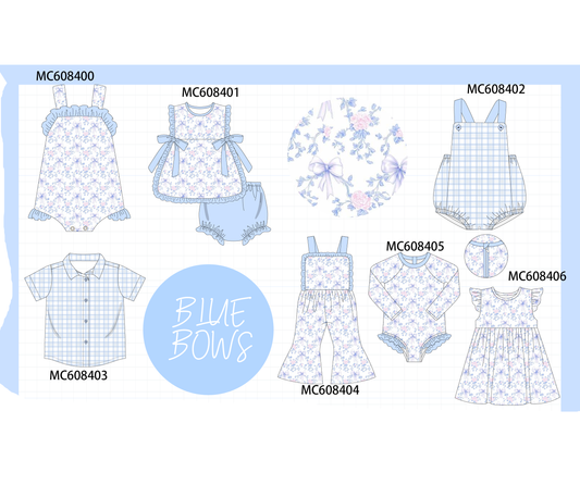 PO101 Blue floral bow plaid ruffle collection 1