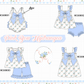 PO101 Blue hydrangea bow ruffle collection