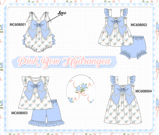 PO101 Blue hydrangea bow ruffle collection