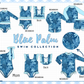 PO101 Blue palm print swimsuit collection