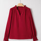 Burgundy Shirred Cuff Blouse LT