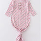 Baby Girl Bamboo Pink Candy Cane ruffle gown with headband