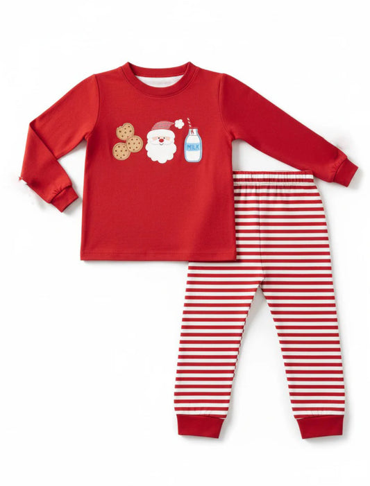 Christmas 2025 • boys red Santa cookies & milk jogger set