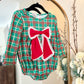 Christmas 2025 • girls plaid & lace bow bubble
