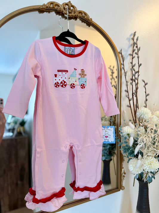 TS25 • Pink Xmas Train Romper