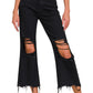 Distressed-Knee Crop Pants Zenana RTS