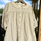 Girls green gingham & lace dress