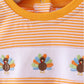 Thanksgiving 2025 • boys embroidered turkey orange stripe bubble