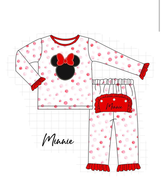 PRE-ORDER CHARACTERS • Girls Minnie butt flap pj set