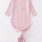 Baby Girl Bamboo Pink Candy Cane ruffle gown with headband