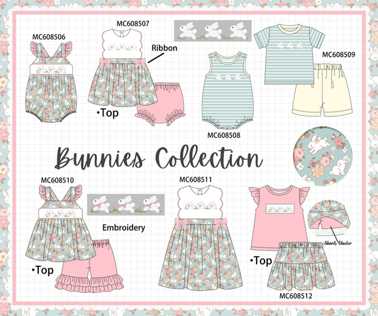 PO101 Easter bunny embroidery bow stripe collection