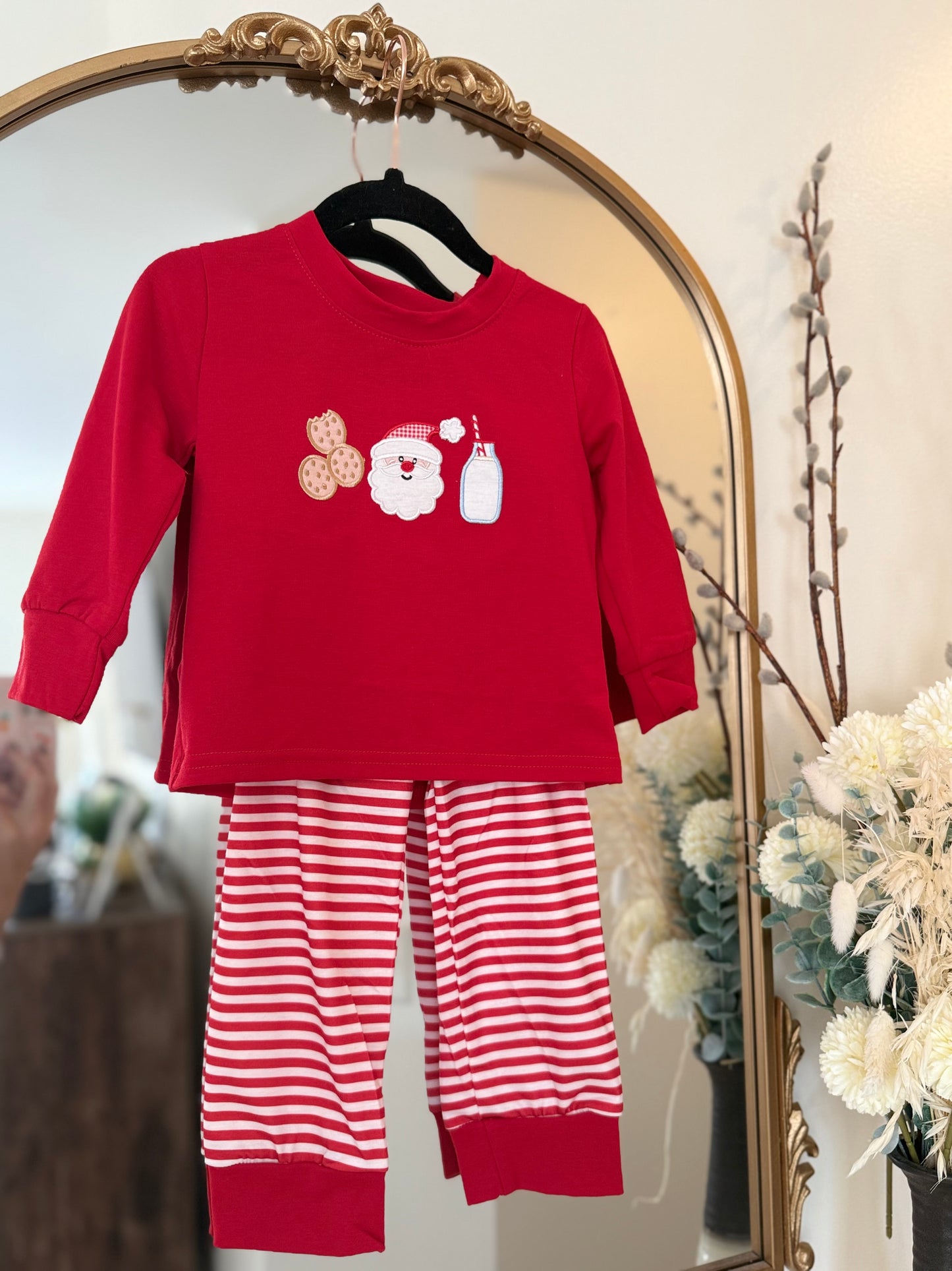 Christmas 2025 • boys red Santa cookies & milk jogger set