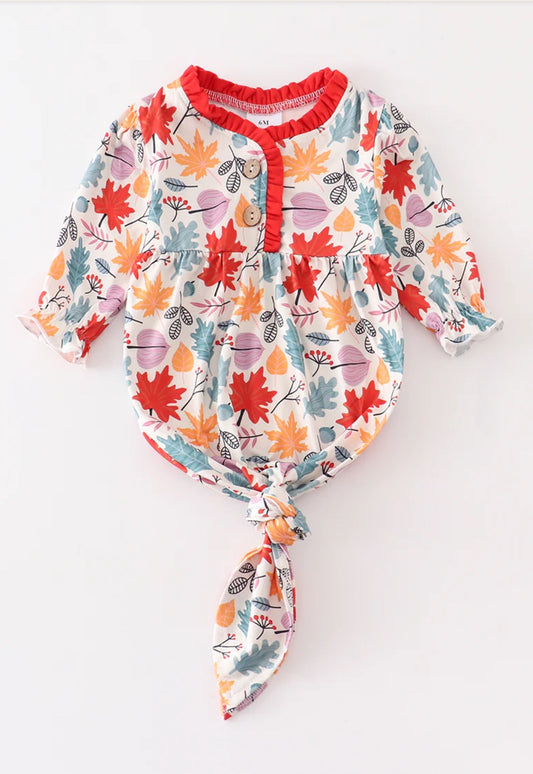 Baby girl red fall floral ruffle gown