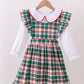 HD Xmas 25 • girls green plaid 2 piece dress set