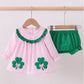 HD26 • girls seersucker appliqué st Patrick’s day bloomer set