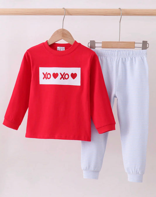 HD26 • Boys embroidered Valentine’s Day pant set