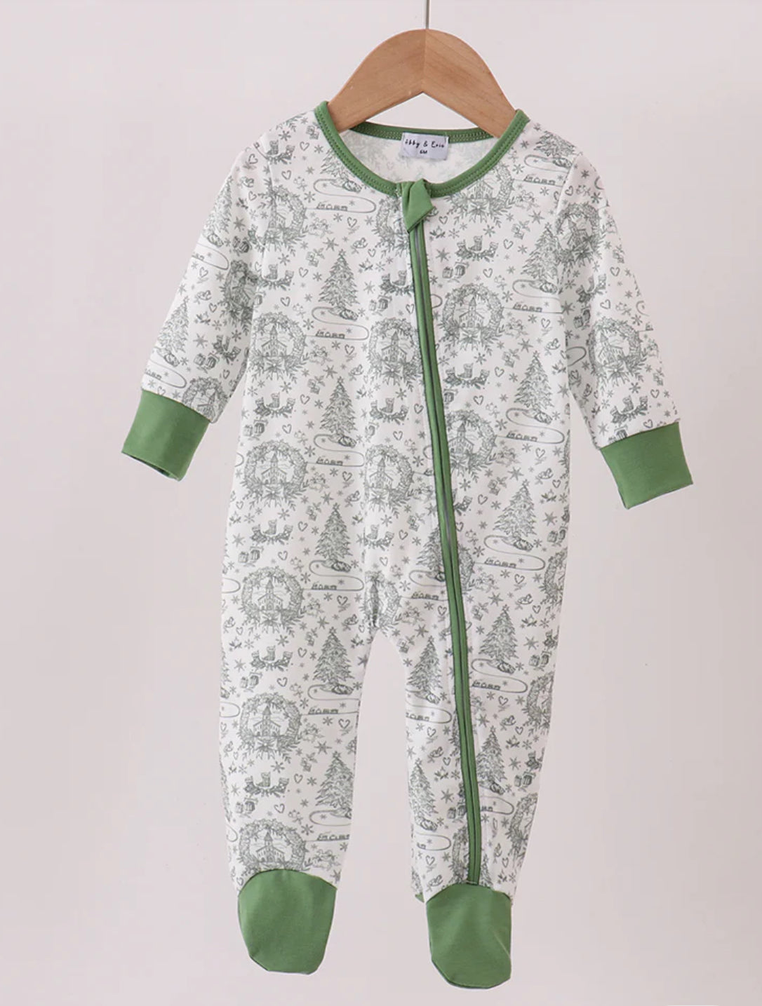 HD Xmas 25 • boys green tree print romper
