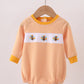 Thanksgiving 2025 • boys embroidered turkey orange stripe bubble