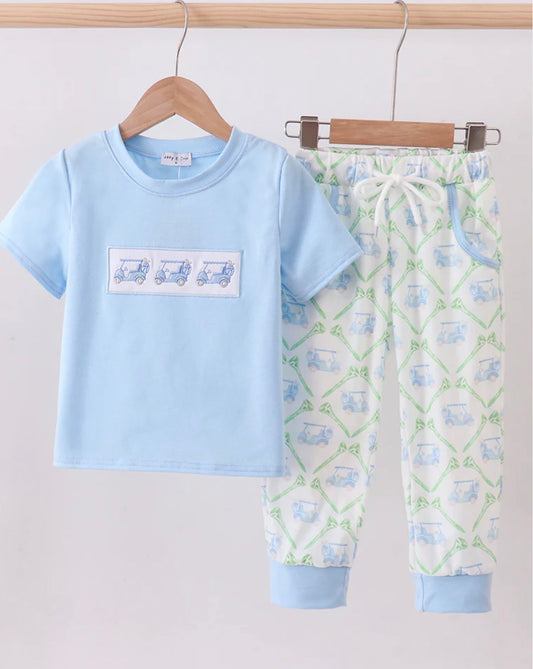 HD26 • boys embroidered golf pant set