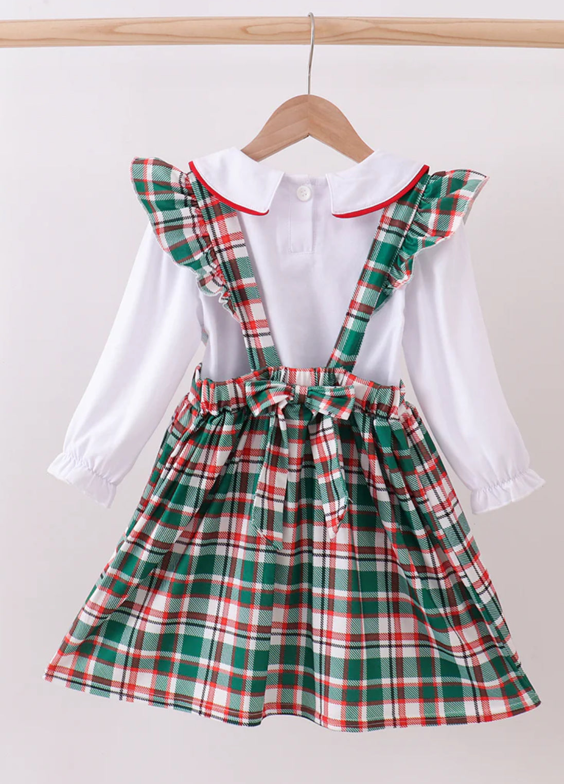 HD Xmas 25 • girls green plaid 2 piece dress set