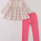 Girls pink rose hand smocked  pant set