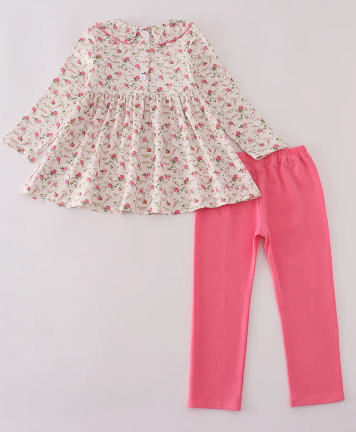 Girls pink rose hand smocked  pant set