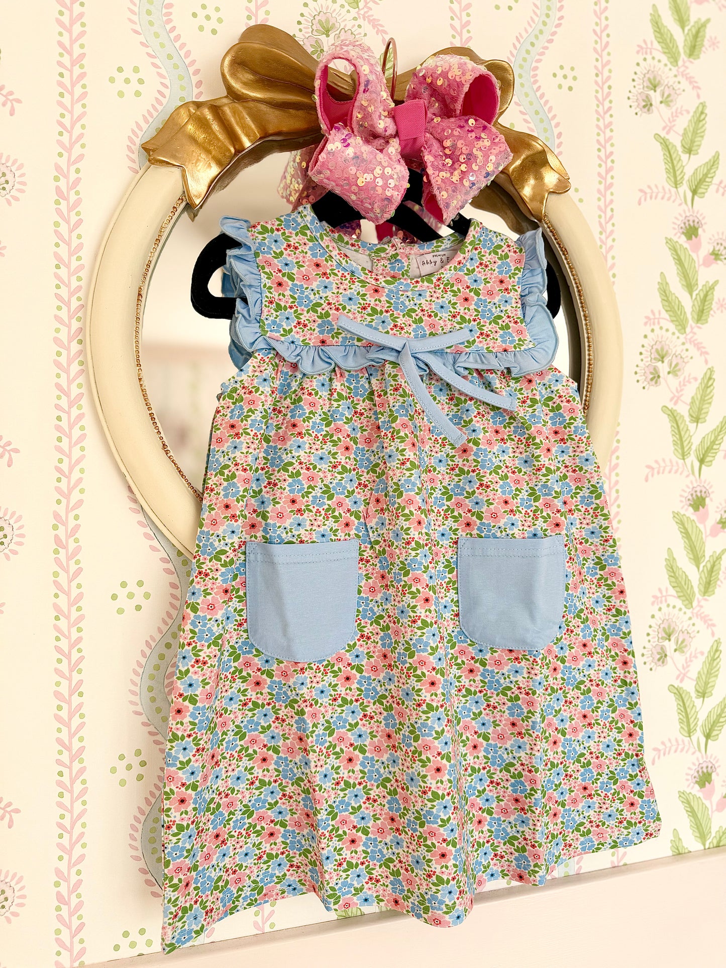 HD26 • Blue Floral Print Ruffle Dress