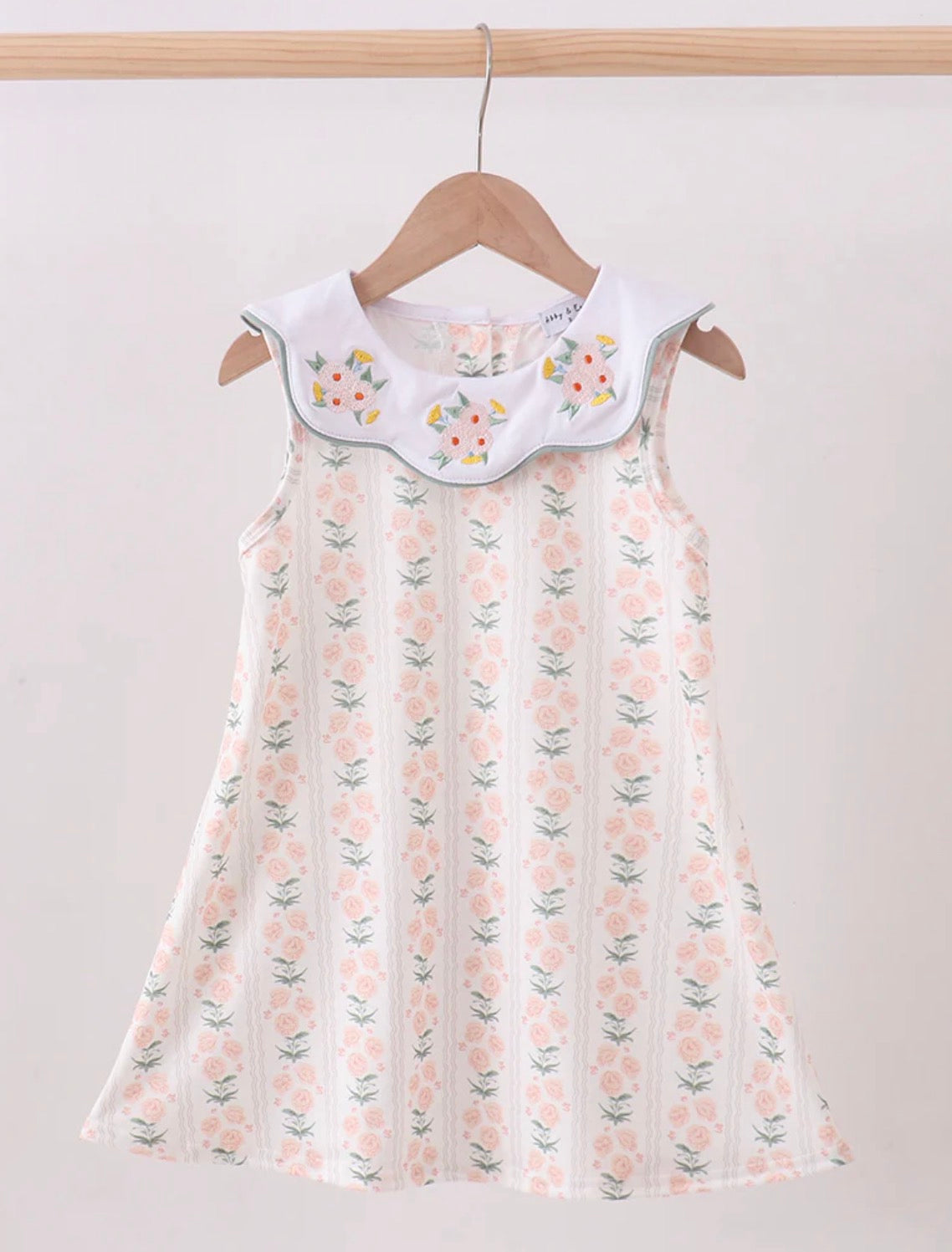 HD26 • girls embroidered sage floral dress