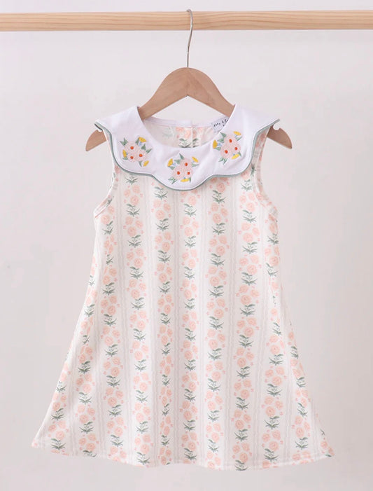 HD26 • girls embroidered sage floral dress