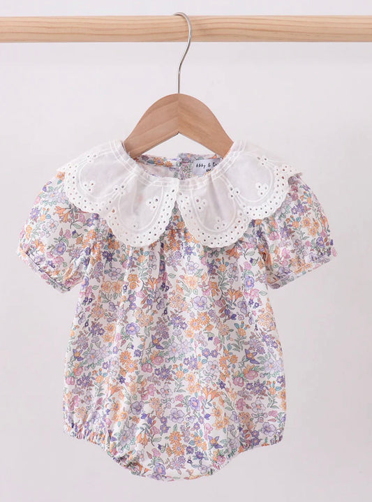 HD26 • girls purple floral lace bubble