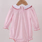 HD xmas 25• girls pink gingham Santa embroidered bubble