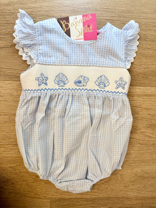 BS26 • girls hand smocked seashell smocked bubble (221)