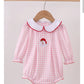 HD xmas 25• girls pink gingham Santa embroidered bubble