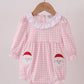 HD Xmas 25 • girls pink gingham Santa appliqué bubble