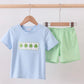 HD26 • boys machine smocked st Patrick’s day short set