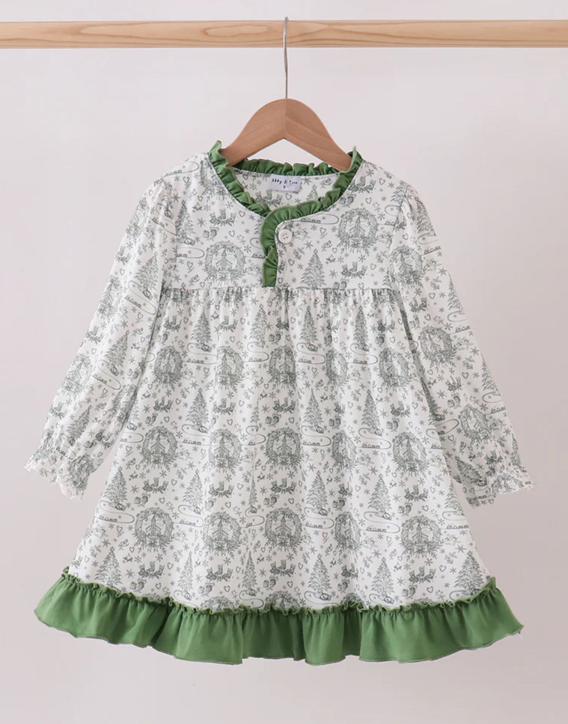 HD Xmas 25 • girls green tree ruffle gown