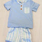 HD26 • boys blue stripe print short set