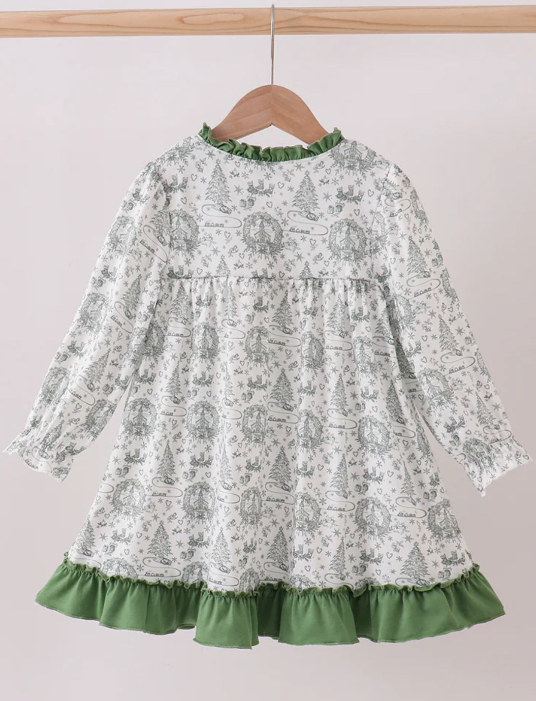 HD Xmas 25 • girls green tree ruffle gown