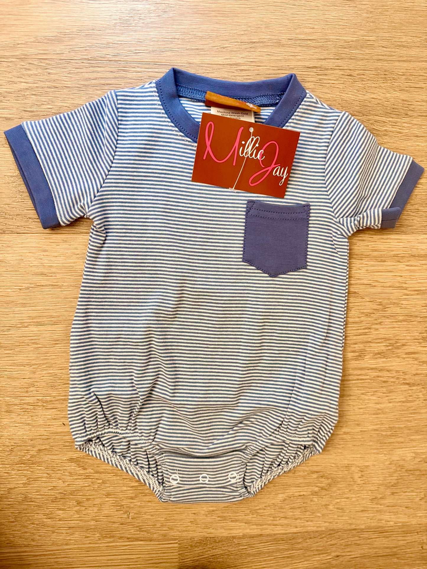 Mj26 • boys blue stripe Maddox bubble (576)