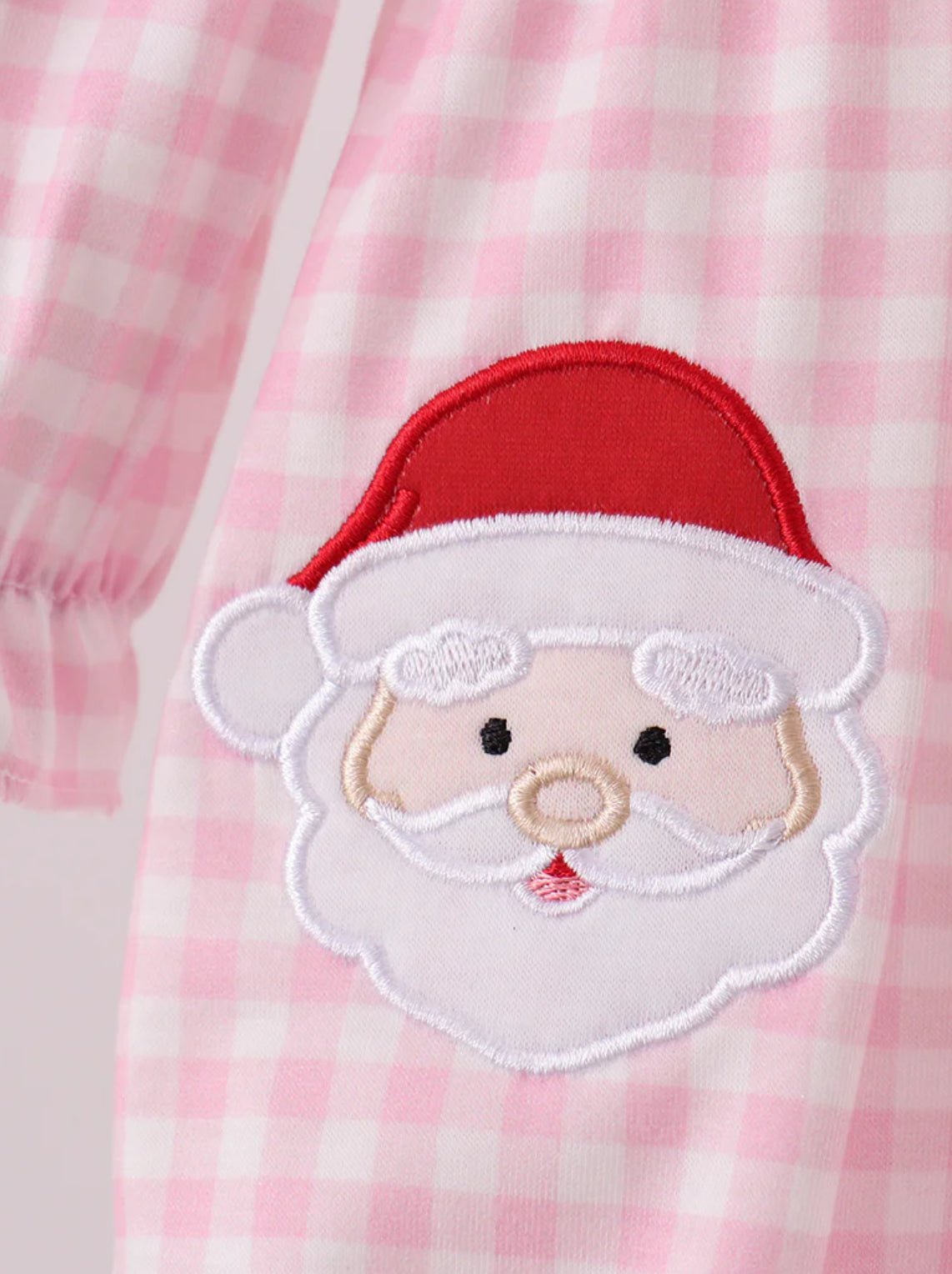HD Xmas 25 • girls pink gingham Santa appliqué bubble