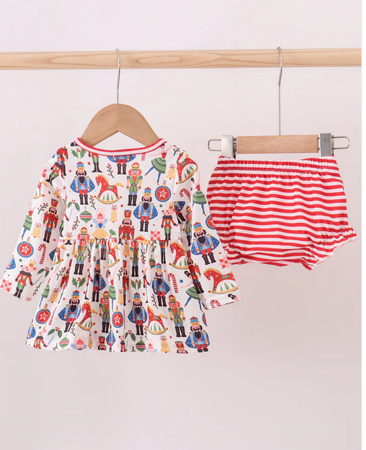 Christmas 2025 • Girls red nutcracker bloomer set