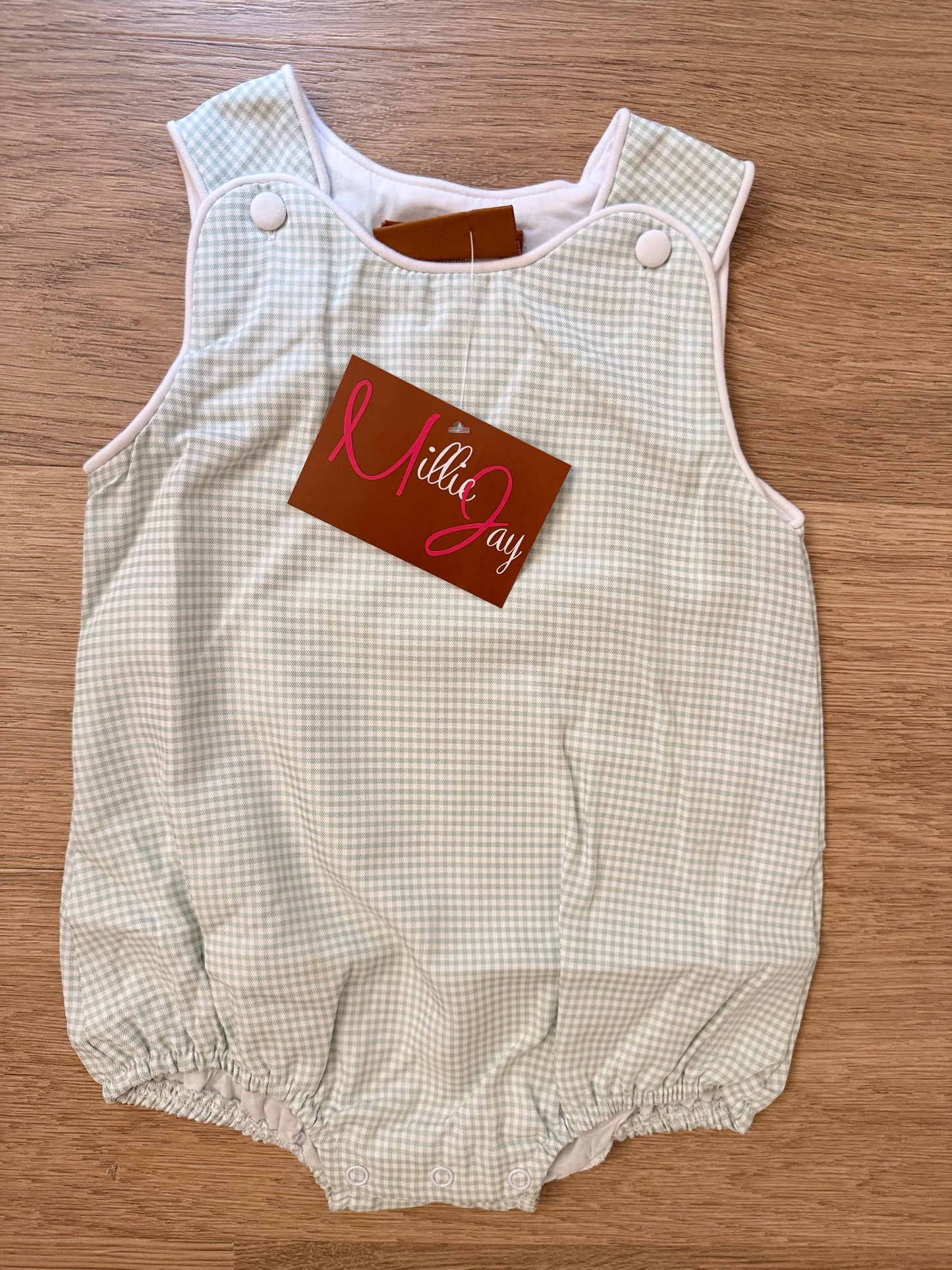 Mj26 • boys brooks green gingham bubble (579)