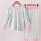 HD Xmas 25 • girls tree & pink bow bamboo pj set
