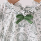 HD Xmas 25 • girls green tree print ruffle romper