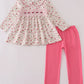 Girls pink rose hand smocked  pant set