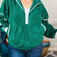 Green Contrast Plus Size Pullover LT
