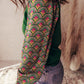 Green Floral Shirred Cuff Top LT